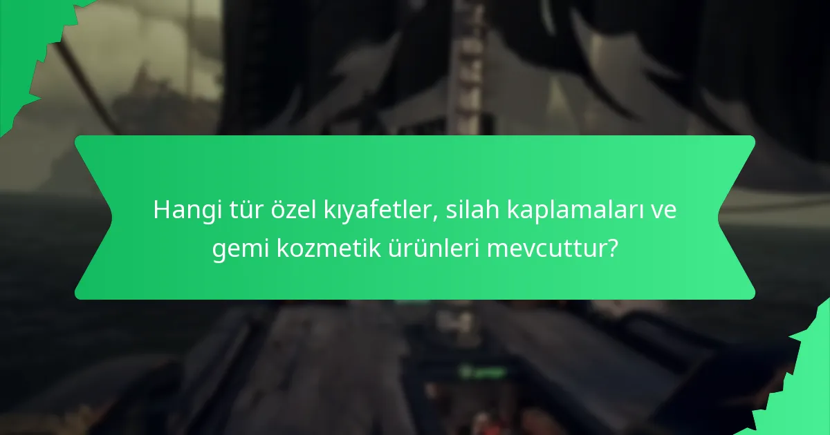 Hangi tür özel kıyafetler, silah kaplamaları ve gemi kozmetik ürünleri mevcuttur?